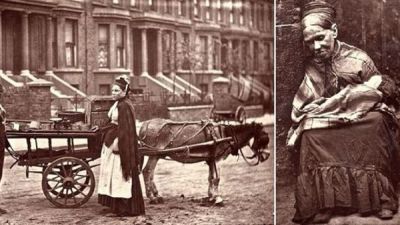 صور للندن فقيرة بشوارعها حمير وأطفال يمسحون الأحذية